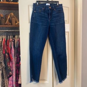 LOFT High Rise Straight Fringe Jeans. Womens Size 4.